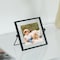 Fabulaxe Modern Metal Floating Tabletop Square Photo Picture Frame w/Glass Cover and Easel Stand, Black 4 x 4 QI004066.BK.S - alternate 3
